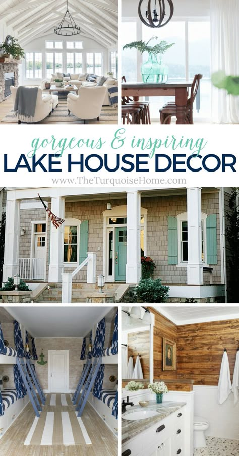 Beautiful Lake House Decor {inspiration} - The Turquoise Home Small Lake Cabins, Lake House Decorating, Lake House Interior, Modern Lake House, Lake Decor, Blogger Home, Diy Posts, The Lake House, Lake House Ideas