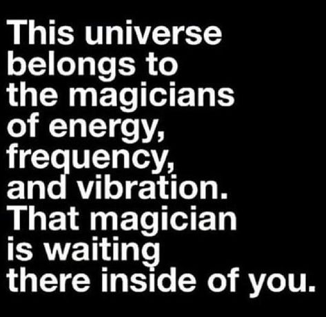 This universe belongs to the magicians of energy, frequency, and vibration. That magician is waiting there inside of you. Energy Frequency, Magic Quotes, Powerful Quotes, Free Reading, Note To Self, Spiritual Awakening, Great Quotes, Positive Thinking, Consciousness