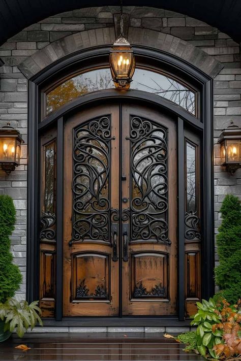 Exterior Door Designs, Front Door Lighting, Beautiful Front Doors, Gorgeous Doors, Front Door Design, Door Sets, House Doors, Door Ideas, Architectural Details