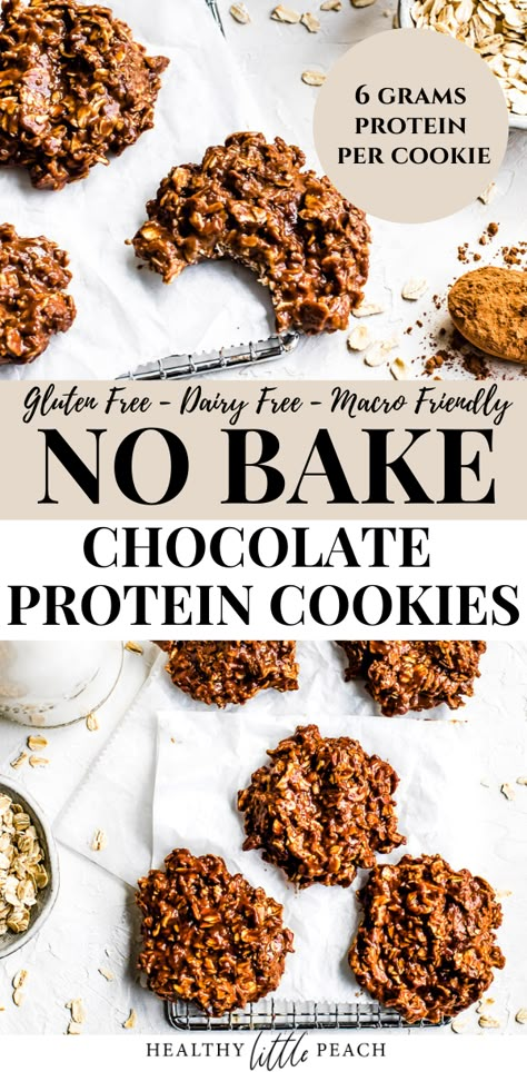 Chocolate Protein Cookies, Healthy Little Peach, Peanut Butter Protein Cookies, Healthy No Bake, Protein Cookie, Macro Recipes, Protein Baking, High Protein Desserts, Healthy Cookie