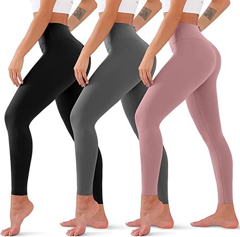 3 Pack High Waisted Leggings for Women No See Through Yoga Pants Tummy Control Leggings for Workout Running Buttery Soft, 02 Black/Dark Grey/Dark Pink, Small-Medium : Amazon.ca: Clothing, Shoes & Accessories House Shopping, Basic Leggings, No See, Legging Fits, Black Seamless, Women Leggings, Workout Running, Plain Tees, Leggings For Women