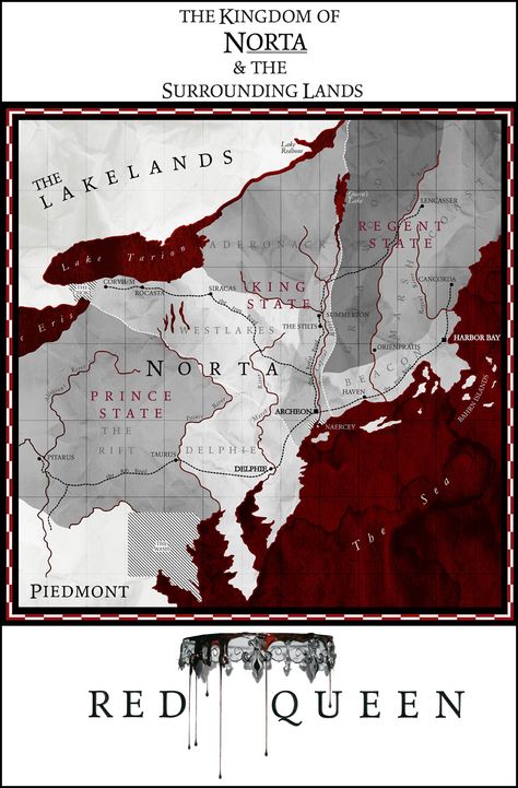 Red Queen map Red Queen Quotes, The Red Queen Series, Red Queen Victoria Aveyard, The Red Queen, Victoria Aveyard, Queen Aesthetic, Red Queen, Fan Book, Queen Victoria