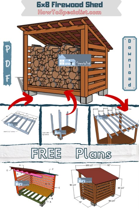 Small Wood Shed, Firewood Shed Plans, Building A Wood Shed, Firewood Storage Outdoor, Diy Storage Shed Plans, Outdoor Firewood Rack, Shed Plans 12x16, Diy Storage Shed, Wood Shed Plans