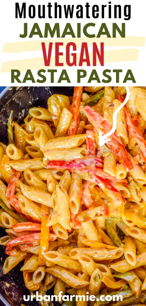 This flavorful and mildly spiced pasta dish is made with fresh, simple, and meatless ingredients, making it a great option for vegetarians and vegans. And the best part? It's ready in just 30 minutes! Whether you're craving comfort food or seeking out new flavors, this Jamaican Rasta pasta recipe delivers on both taste and convenience. So why not add some Caribbean flair to your dinner rotation tonight? Awesome Vegan Recipes, Vegan Fajita Pasta, Vegan Dinner Recipes Pasta, Healthy Veggie Recipes Dinner, Best Meatless Recipes, Vegan Rasta Pasta Recipe, Healthy Vegetarian Recipes Dinner Easy, Easy Plant Based Crockpot Recipes, Vegan Dinner Cheap