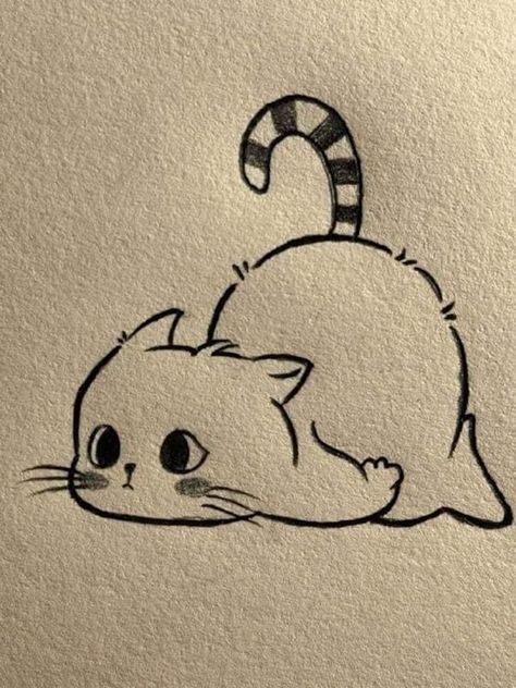 If you adore chibi style drawings, try this sketch idea of a cute little cat or kitten. This is a such as easy drawing that even beginners can do it! Kitten Drawing, Cute Easy Doodles, Cute Cat Drawing, Cute Sketches, Meaningful Drawings, Easy Doodles Drawings, Easy Drawings Sketches, Cute Doodles Drawings, Cute Doodle Art