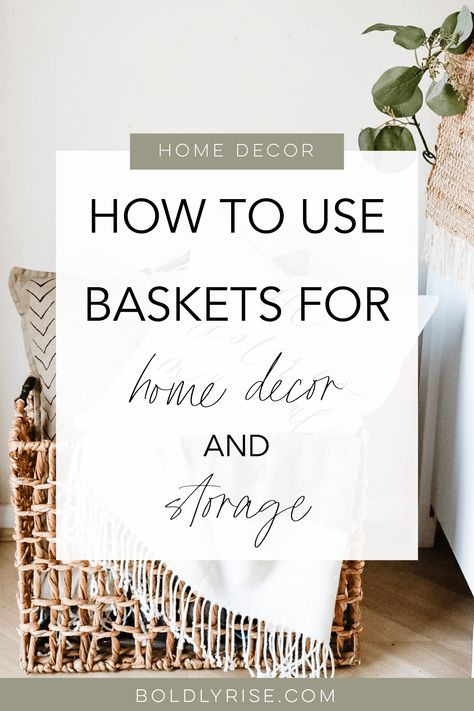 Natural Storage Baskets, Baskets By Bed, Storage Baskets For Mud Room, Baskets By Fireplace Decor, Woven Basket Storage Ideas, Foyer Basket Ideas, Basket Entryway Decor, Hanging Produce Baskets In Kitchen, How To Decorate With Wire Baskets