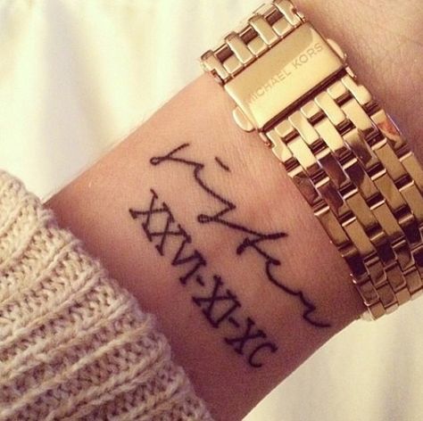 Pin for Later: 30 Roman Numeral Tattoos That Will Mark Your Most Memorable Date Sweet Sister Unique Sister Tattoos, Roman Numeral Tattoos, Date Tattoos, Wrist Tattoo, Sister Tattoos, Tattoo Designs For Women, Trendy Tattoos, Piercing Tattoo, Tattoo Fonts