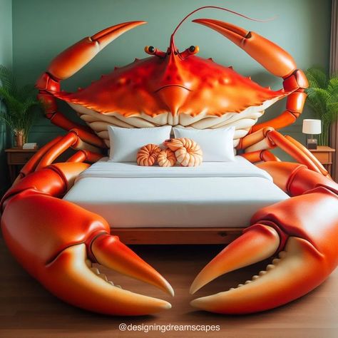 Sleep in Coastal Style: Crab-Inspired Bed Brings Seaside Charm to Your Bedroom Odd Furniture, Weird Beds, Crazy Furniture, Bed Inspired, Themed Bedrooms, Personalized Bedroom, Bed Spread, Coastal Retreat, Kitchens And Bedrooms