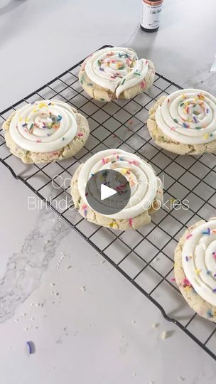 8K views · 66 reactions | A chewy and buttery cake batter cookie topped with a luscious cake batter cream cheese icing. This Crumbl copycat cookie makes everyday feel like a celebration.🎂🎉Recipe link in comments! Cooking with Karli #copycat #copycatrecipe #dupe #birthday #birthdaycake #birthdaycakecookies #celebrate #birthdayparty #cookieshop #sprinkles #frosting #frostedcookies | Cooking with Karli | JVKE · clouds Cake Batter Cream Cheese, Crumbl Copycat, Crumble Cookie Recipe, Cake Batter Cookies, Cooking With Karli, Crumble Cookie, Cookie Cake Birthday, Gourmet Cookies, Cream Cheese Icing