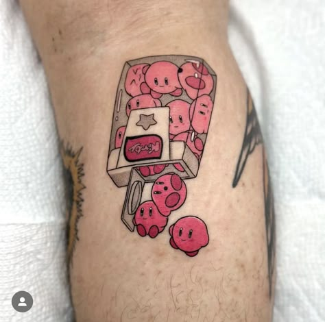 Kirby Tattoo, Nintendo Tattoo, Tatuagem Masculina Pequena, Uv Tattoo, Funky Tattoos, Pokemon Tattoo, Cute Little Tattoos, Cute Tiny Tattoos, Tatuaje A Color