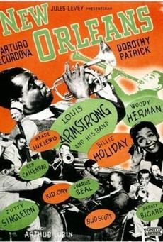 New Orleans (1947)  A musical drama featuring Billie Holiday as a singing maid and Louis Armstrong as a bandleader.  Members of Armstrong's band include: trombonist Kid Ory, drummer Zutty Singleton, clarinetist Barney Bigard, guitar player Bud Scott, bassist George "Red" Callender, pianist Charlie Beal, and pianist Meade Lux Lewis. Jazz Party, Big Band Jazz, New Orleans Jazz, Vintage Concert Posters, Classic Jazz, Romance Film, Jazz Poster, Jazz Art, Billie Holiday