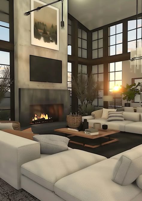 Bloxburg Roblox Room Decor, Bloxburg Modern Living Room, Sims Living Room Ideas, Bloxburg Living Room Ideas Modern, Modern House Bloxburg, Sims 4 Living Room Ideas, Sims Living Room, Living Room Bloxburg, Roblox Room Ideas