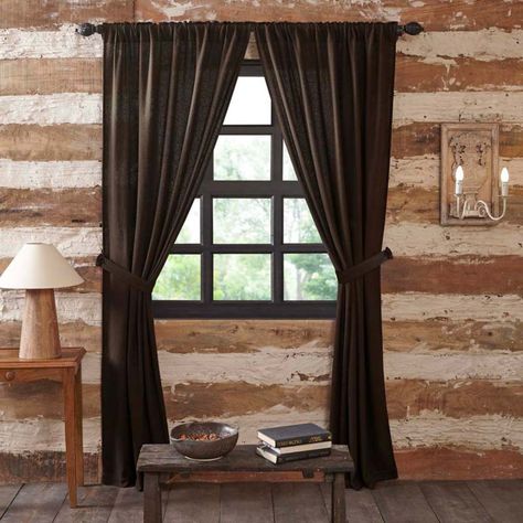 VHC Brands Burlap Curtain Panel Set Chocolate Burlap Window Treatments, Vhc Brands, Burlap Curtains, Simple Curtains, Drop Cloth Curtains, Farmhouse Curtains, Long Curtains, Country Curtains, Boho Curtains