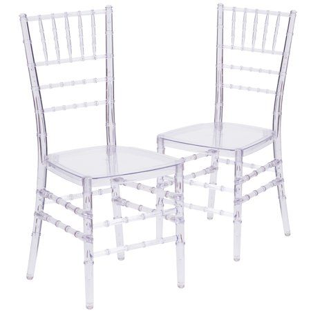 Flash Furniture 2pk Flash Elegance Crystal Ice Stacking Chiavari Chair, Clear Clear Dining Chairs, Clear Chairs, Ghost Chairs, Crystal Ice, Chiavari Chairs, Mesa Exterior, Guest Chair, Chair Types, Plastic Chair