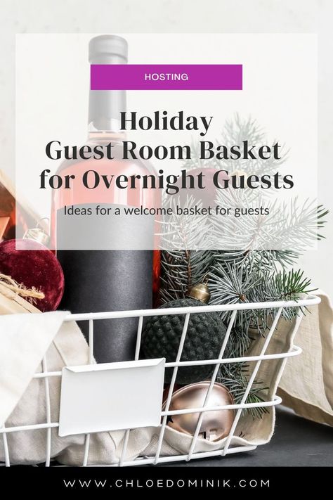 guest room basket Christmas Guest Welcome Basket, Gift Basket For Visitors, Welcome Basket For Overnight Guests, Holiday Guest Welcome Basket, Guest Gifts Overnight, Overnight Guest Welcome Basket Ideas, Guest Amenities Ideas, Overnight Guest Basket, Guest Bedroom Welcome Basket