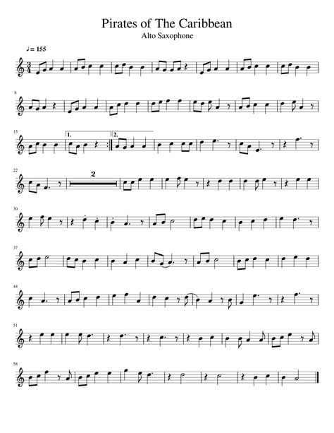 Pirates of The Caribbean for Alto Saxophone Sheet Music Alto Saxophone, Alto Saxophone Music Sheets, Sax Sheet Music Alto Saxophone, Easy Alto Sax Sheet Music, Alto Sax Music Sheet, Songs To Play On Alto Saxophone, Tenor Saxophone Sheet Music Jazz, Alto Sax Songs, Sheet Music Saxophone Alto