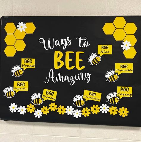 Bee Theme Office Decor, Notice Boards Ideas School, Work Notice Board Ideas, Form Display Board Ideas, English Activity Room Decorations, Preschool Office Bulletin Board Ideas, Office Soft Board Ideas, Creative Bulletin Boards For Work, All Together Now Bulletin Board