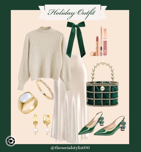 Christmas outfit, holiday outfit, holiday dress, Christmas dress, fashion, Amazon Emerald Green Christmas Outfit, Holiday Photos Green Outfits, Luxury Christmas Outfit, Red And Green Christmas Outfit Women, Christmas Party Outfits Skirt, Green Christmas Party Outfit, Christmas Staff Party Outfit, Holiday Office Outfits, Festive Work Outfits Christmas