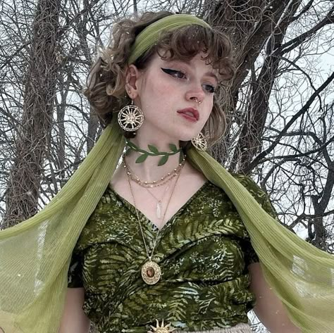 Sisters Astray on Instagram: "Snow fairy 🧚 @dragonfruit_official_ wearing our Mathilde wrap top ~ So excited to be working on new wrap top fabrics landing in April along with a new clothing line in time for Spring ✨ Have a lovely week all ❤️ #statementfashion #fairycore #ethereal #cottagcore #vintageoutfit #vintage #fairystyle #whimsigoth #winterfashion #hippystyle #ootd #handmadeclothing #handmade #outfitinspo #witchyfashion #bohostyle #green #natureinspired #snow #forestwitch" Fairy Core Shirt, Vintage Outfits Green, Ethereal Outfits Aesthetic, Green Vintage Outfit, Faerie Aesthetic Clothes, Green Whimsigoth, Green Clothing Aesthetic, Ethereal Clothes, Ethereal Clothing