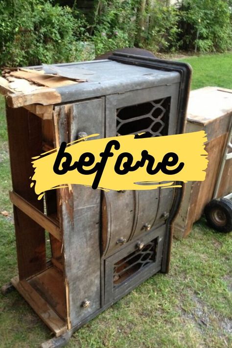 Diy Buffet Cabinet, Upcycled Buffet, Vintage Buffet Makeover, Diy Interior Shutters, Diy Buffet, Buffet Makeover, Buffet Vintage, Diy Furniture Flip, Decor Makeover