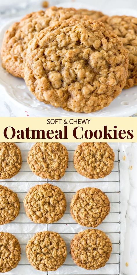 Soft Chewy Oatmeal Cookies, Oatmeal Cookies Recipes Easy, Soft Oatmeal Cookies, Oat Cookie Recipe, Chewy Oatmeal Cookies, Cookies Chewy, Oatmeal Cookies Easy, Best Oatmeal Cookies, Cookies Healthy