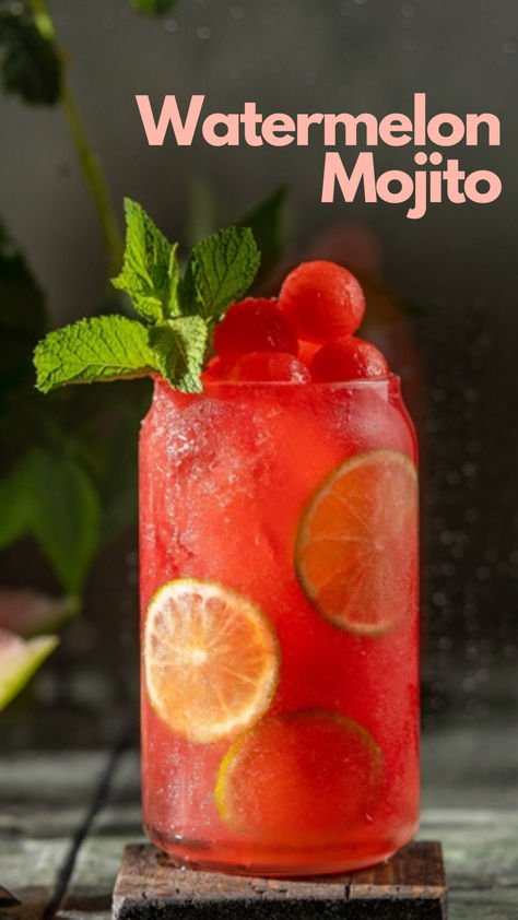 Watermelon Mojito Watermelon Recipes Drinks, Watermelon And Mint, Sliced Watermelon, Easter Cocktails, Classic Mojito, Fruity Cocktail, Watermelon Mojito, Wedding Signature Drinks, Gin Tasting