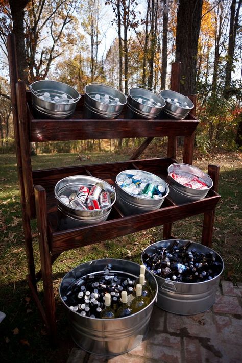 rustic outdoor galvanized wedding beer drink stations #wedding #weddings #weddingdrinks #rusticweddings #hmp Galvanized Buckets Wedding, Backyard Wedding Food, Wedding Drink Bar, How To Dress For A Wedding, Beer Wedding, Galvanized Buckets, Drink Bar, Liability Insurance, Wedding Drink