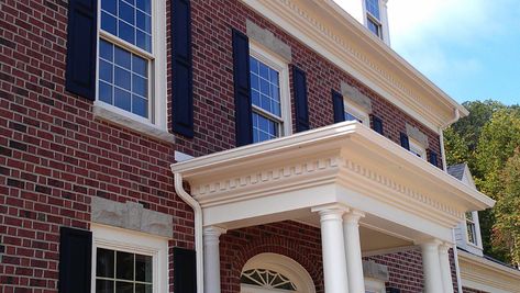 Traditional Colonial - Traditional - House Exterior - Other - by Inselmini Construction Co. Inc. | Houzz IE Dentil Moulding Exterior, Colonial Portico, White Colonial, Dentil Moulding, Exterior House Remodel, Porch Addition, Porch Roof, Traditional Colonial, Exterior Home