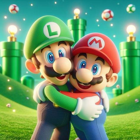 Super Mario Art Fanart, Hugging Wallpaper, Duo Characters, Mario And Luigi Games, Super Mario Bros Nintendo, Mario Comics, Super Mario Sunshine, Mario Y Luigi, Mario E Luigi