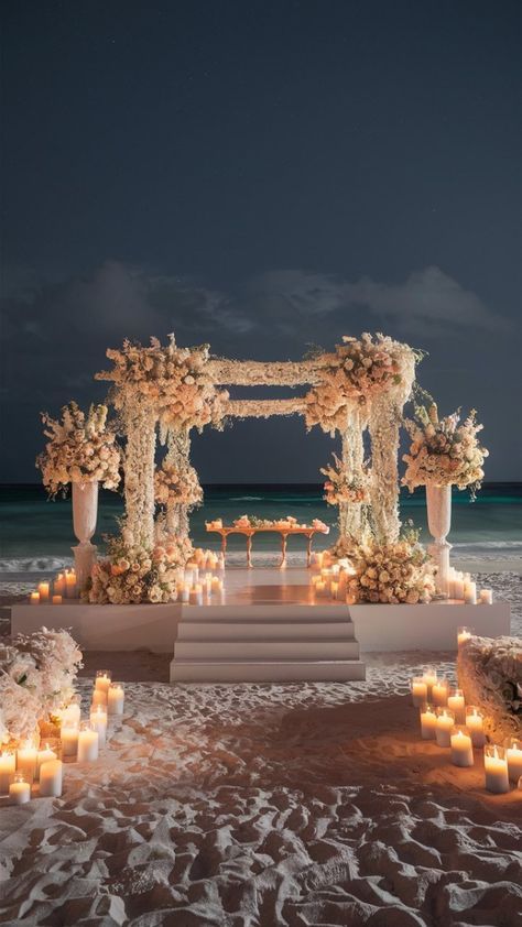 Wedding Ideas Big, Beach Wedding Inspo, Small Beach Weddings, Night Before Wedding, Beach Wedding Decor, Dream Marriage, Dream Wedding Reception, Oceanfront Wedding, Dream Beach Wedding