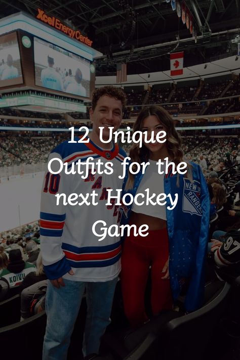 Discover simple and cute outfit ideas for the hockey game that are both stylish and practical, perfect for a fun and aesthetic sporting event look. Game Day Outfit Inspiration, Cute Outfits For Sporting Events, Washington Capitals Outfit, Ny Rangers Outfit Women, Blackhawks Outfit Woman, New York Rangers Outfit, How To Style A Hockey Jersey, Nhl Outfit Woman, Ice Hockey Game Outfit Women