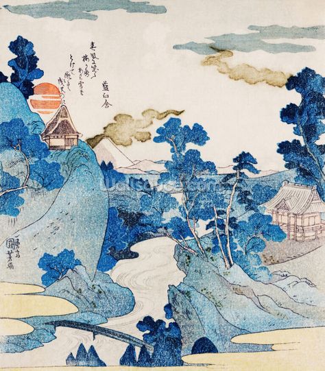 Utagawa Kuniyoshi, Evening View, Mont Fuji, Traditional Japanese Art, Smart Art, Japanese Landscape, Art Japonais, Japanese Woodblock Printing, Square Tile