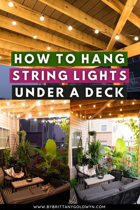 Porch String Lights, Deck String Lights, String Lights Patio, Outdoor Globe Lights, Basement Patio, Hanging Patio Lights, Outdoor String Lights Patio, Backyard Covered Patios, Hanging String Lights