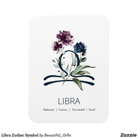 Libra Zodiac Symbol Magnet Libra Glyph, Libra Birth Flower, Flower Watercolor Tattoo, Libra Flower, Libra Zodiac Symbol, Libra Images, Floral Zodiac, Watercolor Tattoo Flower, Flower Watercolor