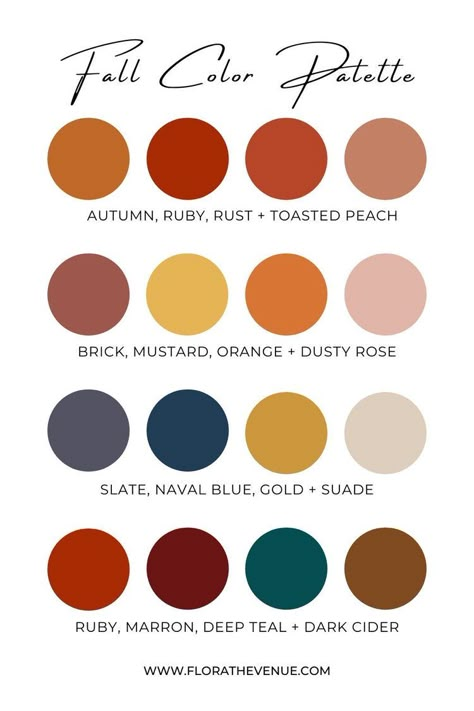 Modern Burnt Orange Wedding, Fall Sunset Wedding Color Schemes, Modern Color Palette 2023, Classic Fall Wedding Colors, October Wedding Colors Schemes Flowers, Fall Forest Wedding Colors, Mixed Bridesmaid Dresses Fall Wedding Color Palettes, Warm Tone Wedding Colors, Fall Color Palette 2024