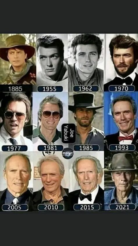 Celebrities Then And Now, Classic Movie Stars, Actrices Hollywood, First Ladies, Stars Then And Now, Hollywood Legends, Celebrity Portraits, Clint Eastwood, Handsome Actors