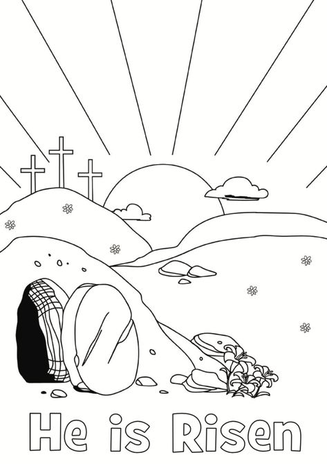 Colouring Art, Easter Sunday School, Jesus Coloring Pages, Sunday School Coloring Pages, Easter Coloring Book, Sunday School Kids, Easter Preschool, Sunday School Crafts For Kids, Resurrection Sunday