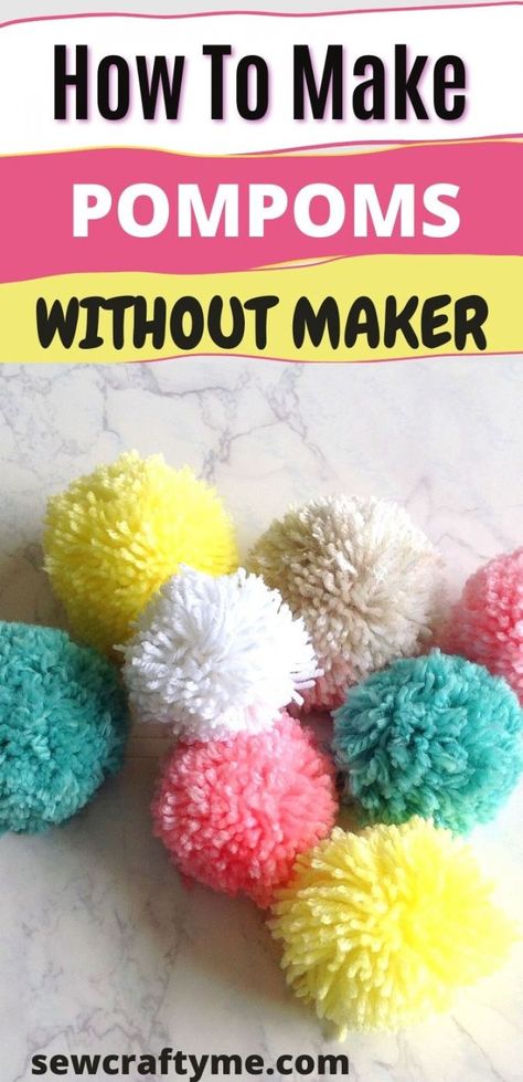 Diy Yarn Balls, Yarn Pompoms How To Make, Easy Yarn Pom Pom Diy, How To Make Pompoms With Yarn, Pom Pom Making, Make Yarn Pom Poms, What To Do With Yarn, Diy Yarn Crafts To Sell, How To Make Pom Poms With Yarn