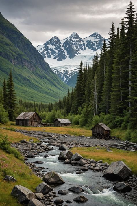 Step Back in Time: Explore These Historical Landmarks in Alaska! Alaska Mountains Photography, Sitka Alaska Photography, North America Aesthetic, Mountains With Lake, America Mountains, Summer In Alaska, Alaska Aesthetic, Canadian Mountains, Alaska Landscape