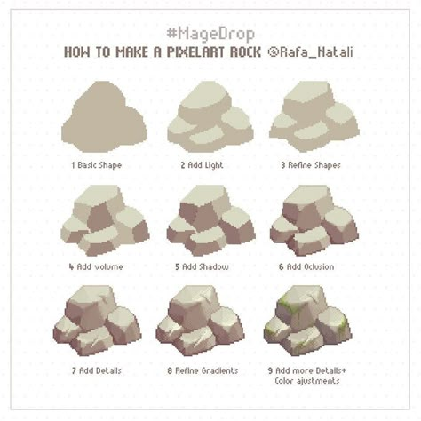 MAGE on X: "Today’s #magedrop: how to pixel art a rock #tutorial ✨ #pixelart #gamedev https://t.co/VZlnjftVp6" / X Rock Art Tutorial, Pixel Art For Beginners, Pixel Art How To, Pixel Art Practice, Pixel Art Guide, How To Do Pixel Art, How To Make Pixel Art, Dark Pixel Art, Pixel Nature