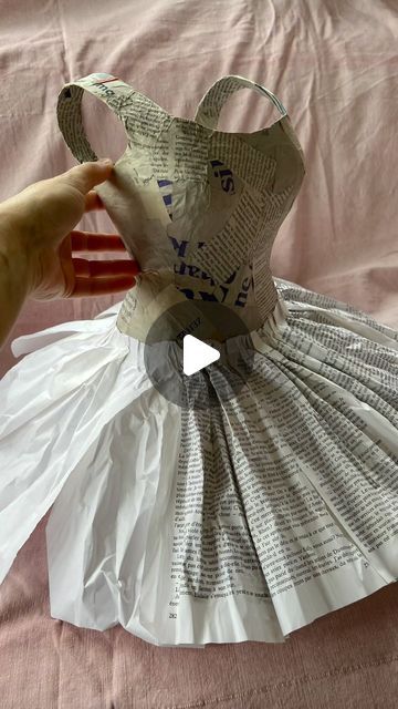 Heinz & Brummel on Instagram: "Next step with the bigger Degas inspired paper ballet dress: the bookpage skirt over two layers of the white underskirts • • • #paper #paperdress #papiermache #ballet #papercraft #ballerina #dressmaking #paperlove #degas #degasballerina #edgardegas #heinzundbrummel #etsyhandmade" How To Make Paper Dress, Recyclable Dress, Papier Mache Art Ideas, Paper Dress Template, Paper Dress Fashion, Underskirt Dress, Paper Gown, Cardboard Dress, Recycled Fashion Diy