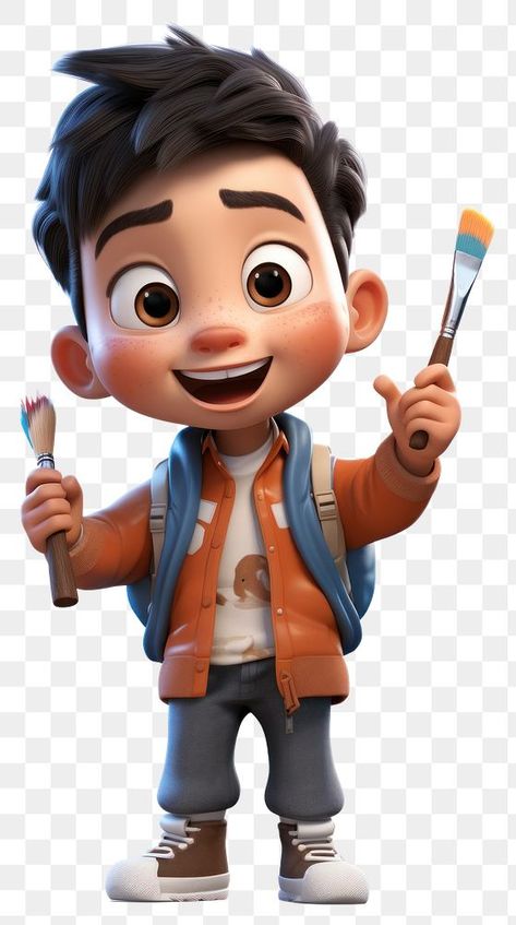 Cute Boy Cartoon, Boy Cartoon Drawing, Kid Painting, Chibi Disney, Boy Cartoon Characters, Artist Cartoon, Kids Animation, Kids Cartoon Characters, Painting Cartoon