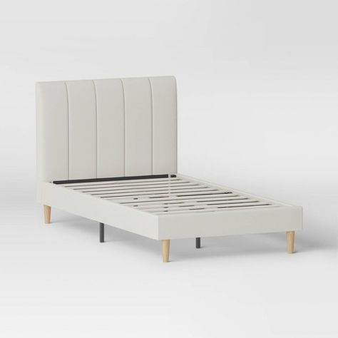 Twin Bed Cream - Room Essentials™ Twin White Bed, Bed Frame Ideas Twin Size, Bed Frame For Twin Bed, Preppy Bedframes, Preppy Twin Bed, Cute Twin Beds, Twin Bed Frame Ideas, Aesthetic Twin Bed, Cute Twin Bed