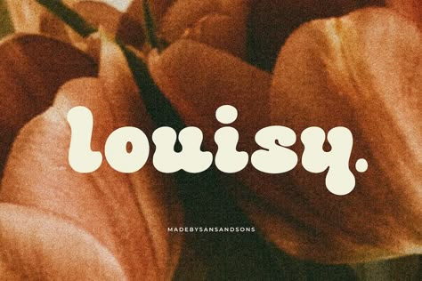 Louisy Font Free Download Free Groovy Fonts, Groovy Font Free, Groovy Branding, Free Retro Fonts, Groovy Logo, Business Logo Fonts, Fonts For Graphic Design, Canva Retro, B Font