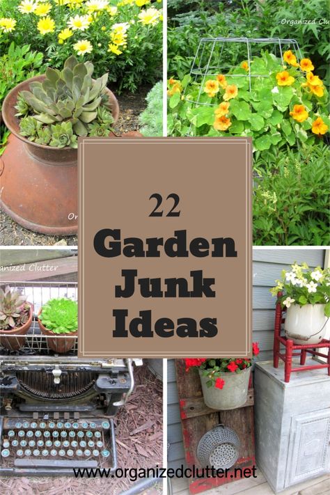 Garden Junk Ideas, Primitive Garden Decor, Creative Garden Decor, Recycled Garden Art, Upcycle Garden, Garden Junk, Recycled Garden, Garden Decor Projects, Garden Wallpaper