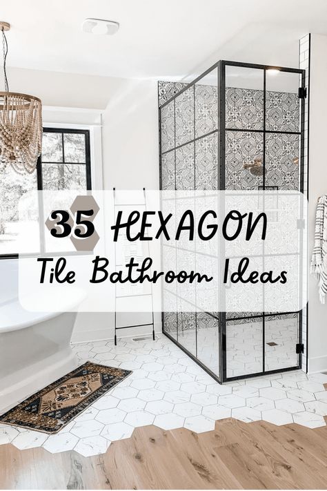 Black Hexagon Tile Shower, Honeycomb Tiles Bathroom, Hexagonal Tiles Bathroom, Hexagon Bathroom Floor Tile, Black Hexagon Tile Bathroom, White Hexagon Tile Bathroom, Hexagon Tile Bathroom Floor, Mosaic Tile Bathroom Floor, Bedroom Tiles