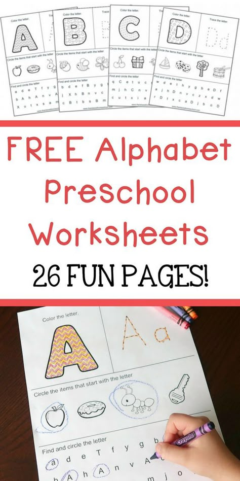 Download these free alphabet preschool worksheets. This packet will help teach your preschooler the alphabet in a fun and relaxing way. Great for alphabet activities, learning the alphabet, teaching the alphabet, and learning letters. Abc Workbook, Free Printable Alphabet Worksheets, Printable Alphabet Worksheets, Free Printable Alphabet, Abc Worksheets, Alphabet Worksheets Preschool, Printable Preschool Worksheets, Homeschool Inspiration, Teaching The Alphabet