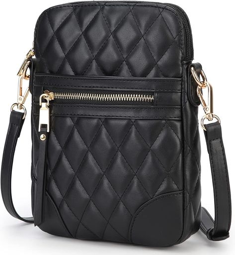 lola mae Small Quilted Crossbody Bag for Women Phone Pocket Shoulder Handbag Zipper Closure (Black): Handbags: Amazon.com Expensive Purses, Cute Gifts For Her, Best Purses, Black Crossbody Purse, Money Cards, Quilted Crossbody Bag, Travel Shopping, Small Handbag, Small Quilts