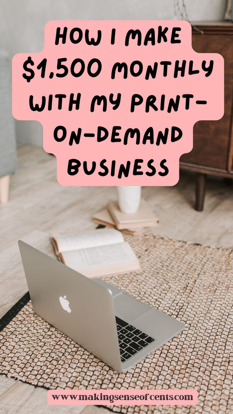 Find out how I make $1,500 a month with my print-on-demand business here. How To Start A Creative Business, Etsy Pod Business, How To Start Print On Demand Business, How To Start Small Business, Etsy Print On Demand, How To Start A Print On Demand Business, Printful Business, Ebay Business Ideas, Supplemental Income Ideas