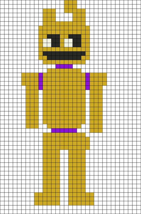 Pixel Fnaf Characters, Pixel Art Pattern Fnaf, Fnaf Pixel Art Grid Easy, Fnaf Cross Stitch, Perler Bead Patterns Fnaf, Fnaf Perler Beads Pattern, Fnaf Pixel Art Grid, Fnaf Perler Beads, Fnaf Kandi